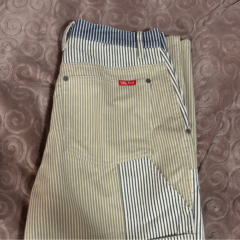 Teddy Fresh Beige and Navy Striped Workwear Pants - Picture 5 of 5